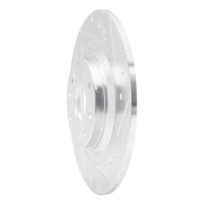 Mazda Miata Brake Rotor (1) - Rear Right - R1 Concepts - Drilled & Slotted - Silver - `01-`05